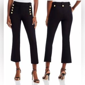 Derek Lam 10 Crosby Robertson High Waisted Crop Flare Pants Buttons Stretch